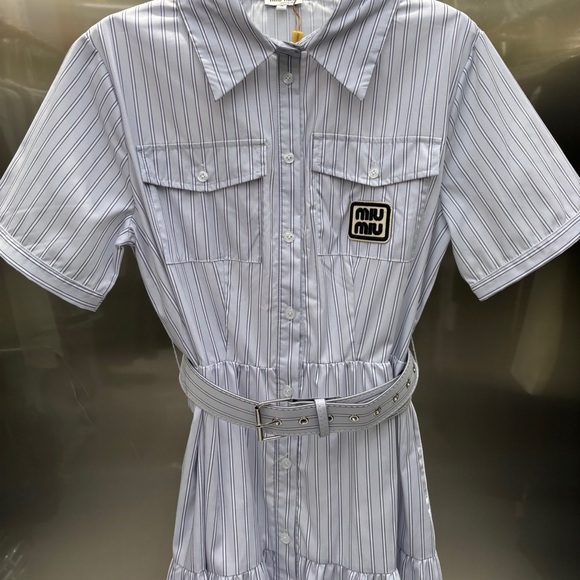 Miu Miu Blue Collared Shirt Dress - Picture 5 of 6